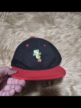 Yoshi Super Mario Bros Snap Back Flat Brim Hat Cap